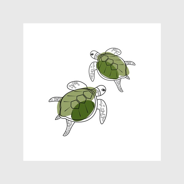 Шторы «Водные черепахи.Летний принт с водными черепахами.»