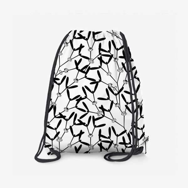 Рюкзак «Омела, чёрно-белый паттерн с ветками омелы, растительный принт»