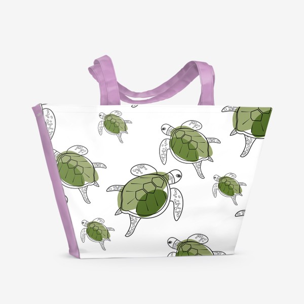 Пляжная сумка &laquo;Черепахи. Бесшовная летняя текстура с черепахами.&raquo;