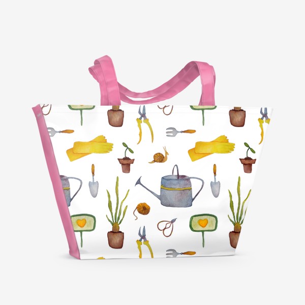 Пляжная сумка «Сад Огород Дача на белом фоне»