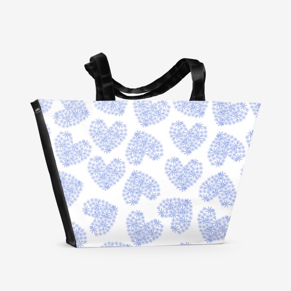 Пляжная сумка «Голубые ажурные сердечки»