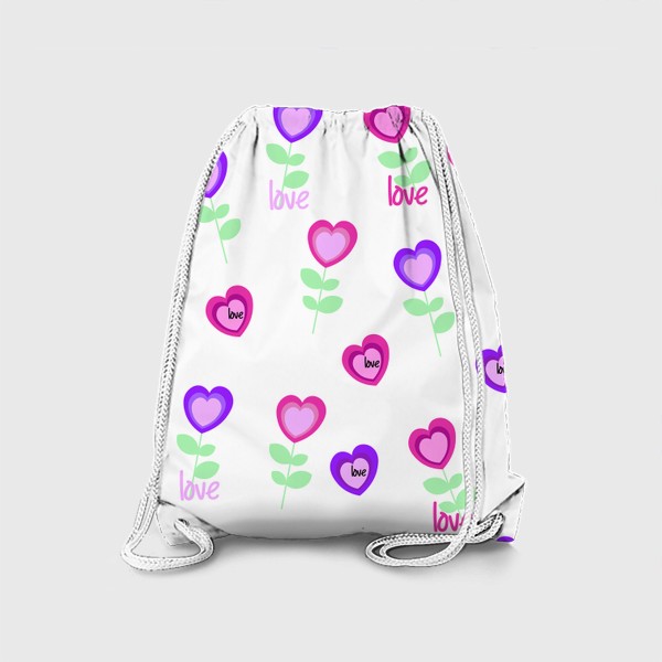 Рюкзак «Сердечки, цветы.Бесшовная текстура с сердечками.Любовь.»