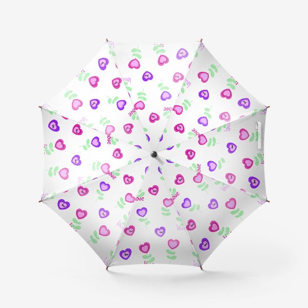 Зонт «Сердечки, цветы.Бесшовная текстура с сердечками.Любовь.»