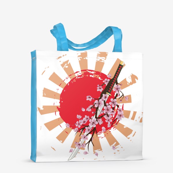 Сумка-шоппер «Катана и сакура на фоне красного солнца»