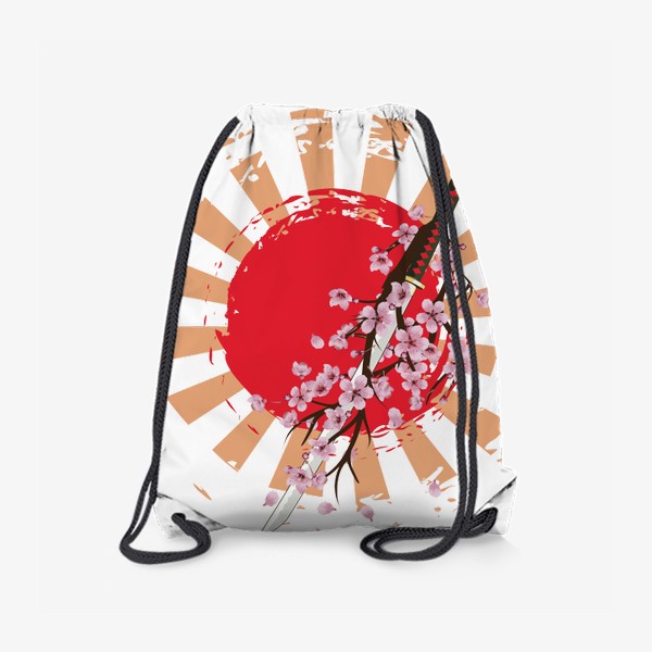 Рюкзак «Катана и сакура на фоне красного солнца»