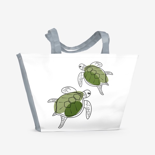 Пляжная сумка &laquo;Водные черепахи.Летний принт с водными черепахами.&raquo;