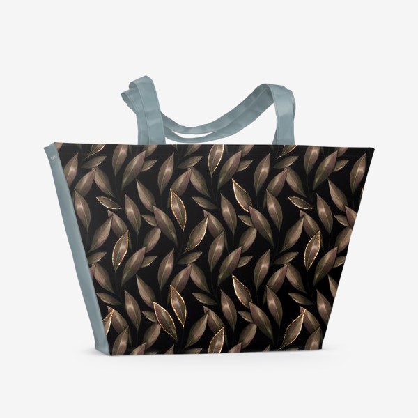 Пляжная сумка «Узор из темных листьев»