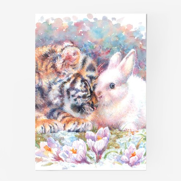 Постер «Весна, тигренок, белый  кролик»