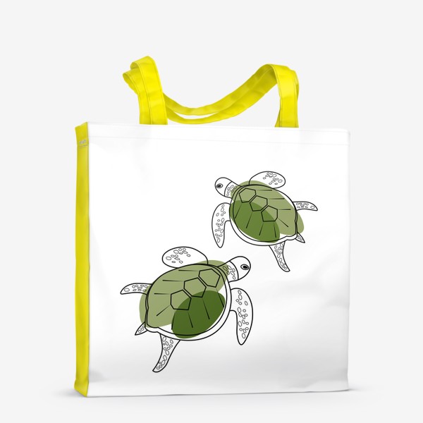 Сумка-шоппер «Водные черепахи.Летний принт с водными черепахами.»