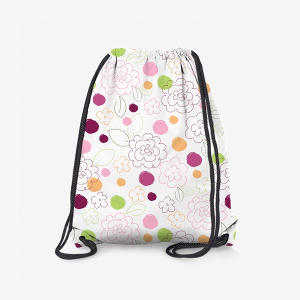 Рюкзак «Современный бесшовный паттерн с цветами и кругами.Контурные цветы.»