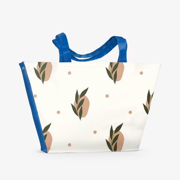 Пляжная сумка «Абстрактные пятна и листья. Паттерн»