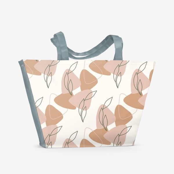 Пляжная сумка «Абстрактные пятна и листья. Паттерн. Line art»
