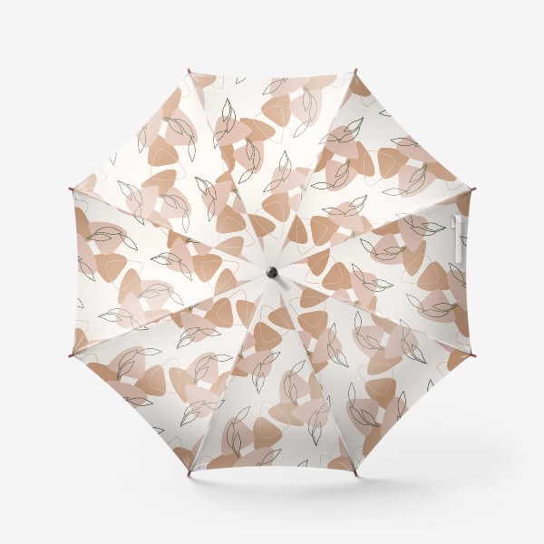 Зонт «Абстрактные пятна и листья. Паттерн. Line art»