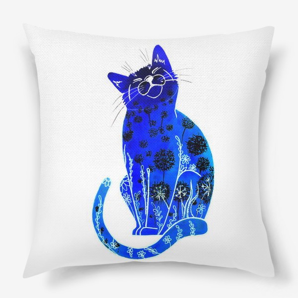 Подушка «Синий кот (белый фон)»