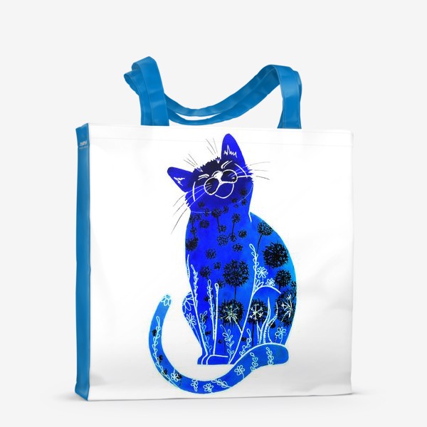 Сумка-шоппер «Синий кот (белый фон)»