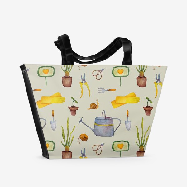Пляжная сумка «Сад Огород Дача на бежевом фоне»