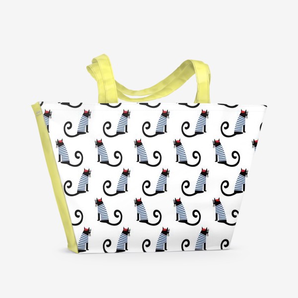 Пляжная сумка «паттерн парижский котик»