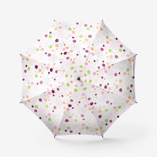 Зонт &laquo;Современный бесшовный паттерн с цветами и кругами.Контурные цветы.&raquo;