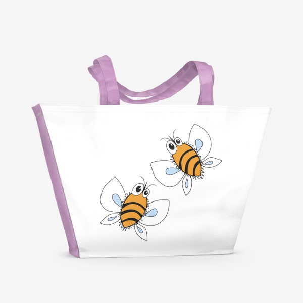 Пляжная сумка «Пчёлы. Смешные пчёлы,летний принт.»