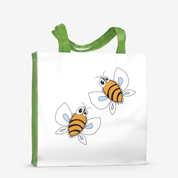 Сумка-шоппер «Пчёлы. Смешные пчёлы,летний принт.»