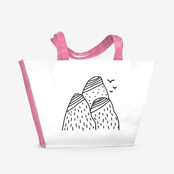 Пляжная сумка «Три горы и птицы»