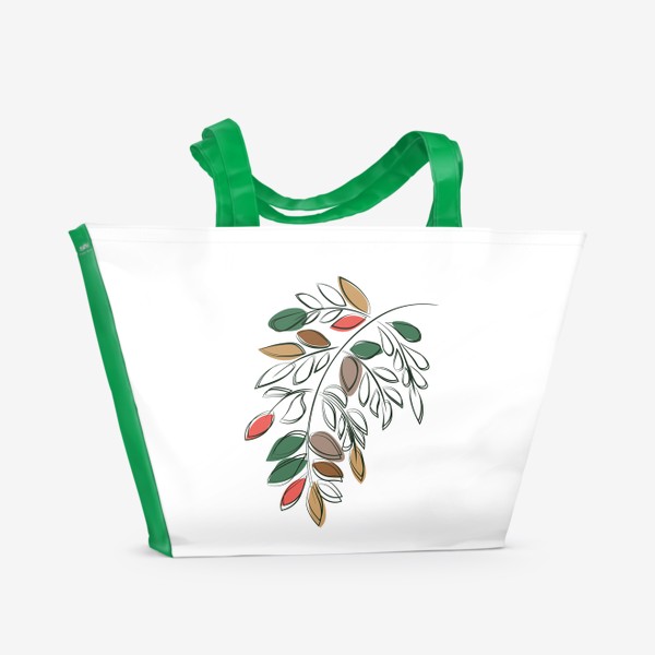 Пляжная сумка «Ветка с листьями в скандинавском стиле.Принт с веткой листьев.»