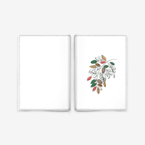 Обложка для паспорта «Ветка с листьями в скандинавском стиле.Принт с веткой листьев.»