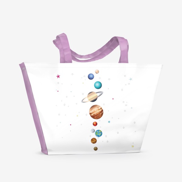 Пляжная сумка &laquo;Парад планет солнечной системы картун&raquo;