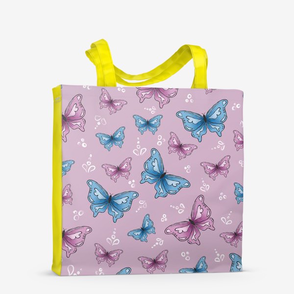 Сумка-шоппер «Бабочки розового и голубого цвета»