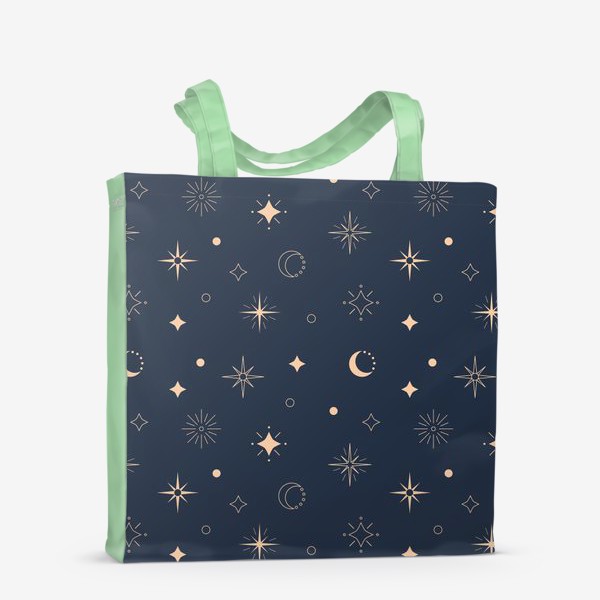 Сумка-шоппер «Звезды, солнце, луна, космос. Паттерн»
