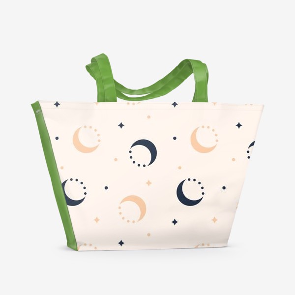 Пляжная сумка «Звезды, луна, солнце. Паттерн»