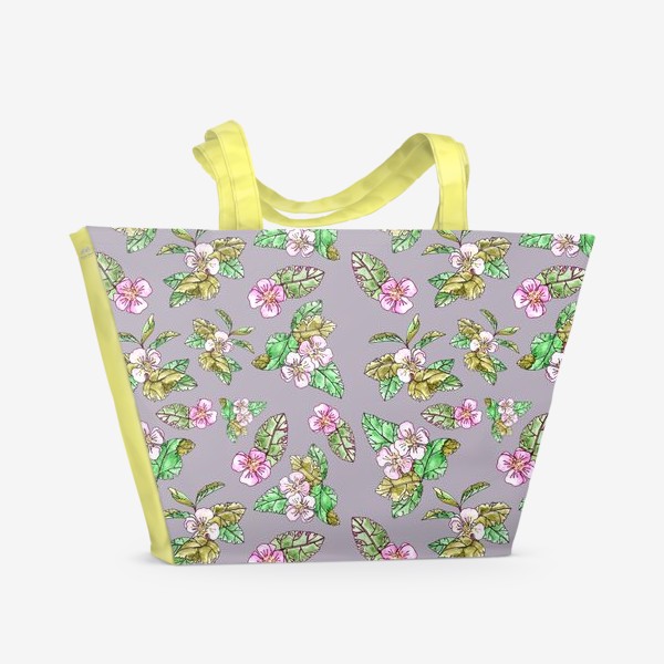 Пляжная сумка «Яблони цветут. Паттерн.»