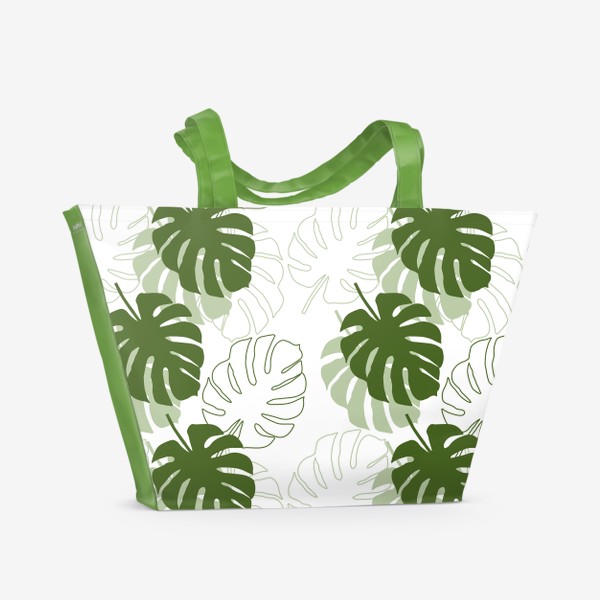 Пляжная сумка &laquo;Листья монстеры.Принт бесшовный с листьями монстеры.Тропическая листва.&raquo;