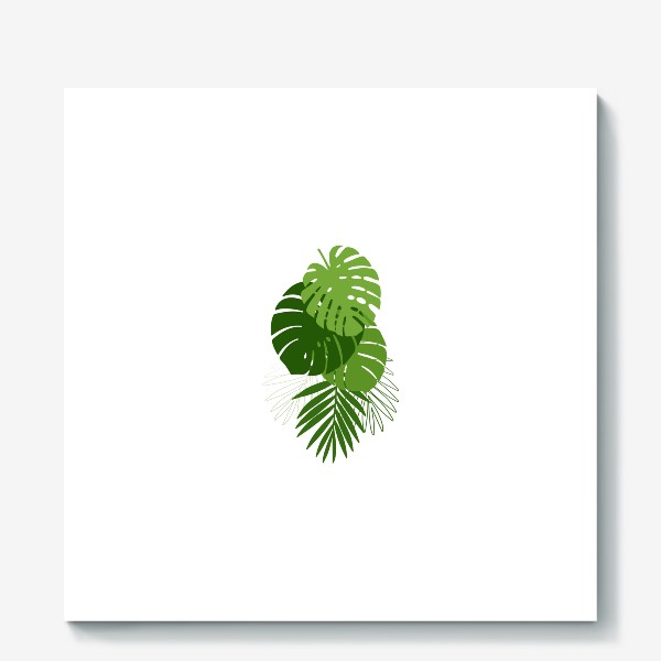 Холст «Летний принт с тропическими листьями.»