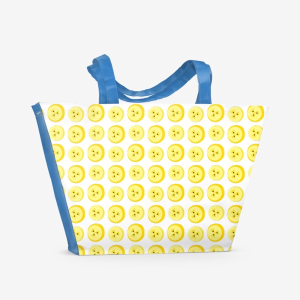 Пляжная сумка «Банан, банановые круги, летний паттерн, фруктовый принт»