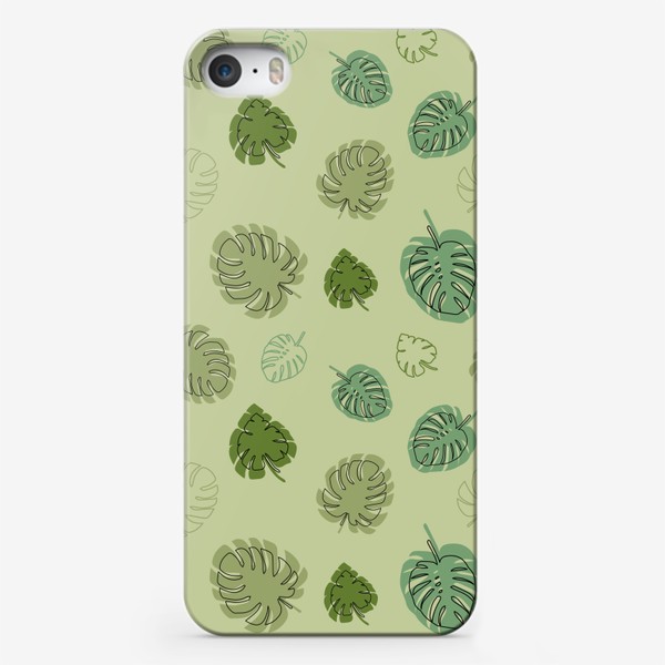 Чехол iPhone «Листья монстеры. Паттерн бесшовный с листьями.»