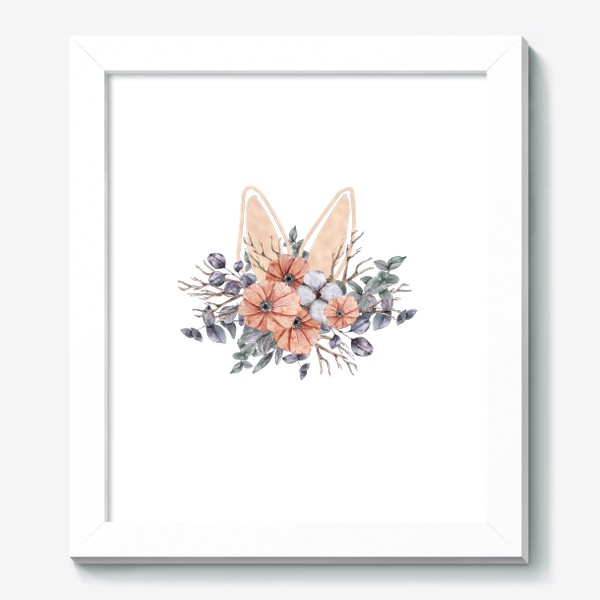 Картина «Заячьи ушки в цветах. Детский цветочный милый принт. Подарок для ребенка.»