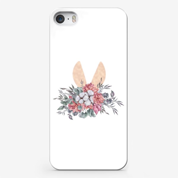 Чехол iPhone «Заячьи ушки в цветах. Детский цветочный милый принт. Подарок для ребенка.»