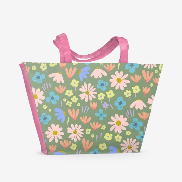 Пляжная сумка «полевые цветы дудл»