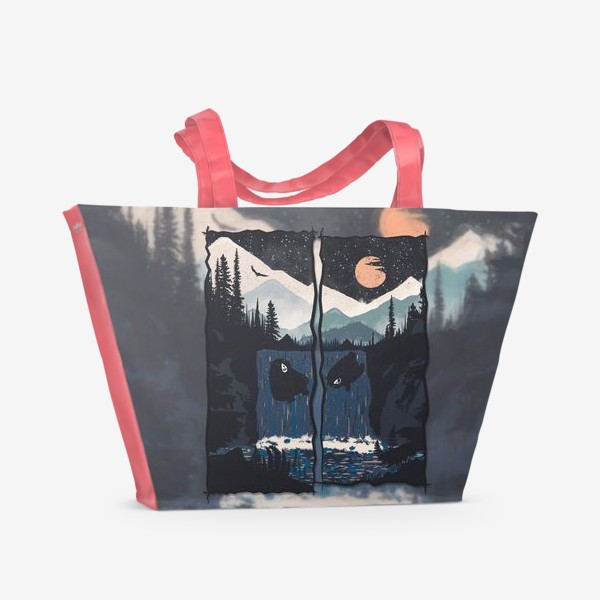 Пляжная сумка «Оранжевая Луна или Медвежий Панк!»
