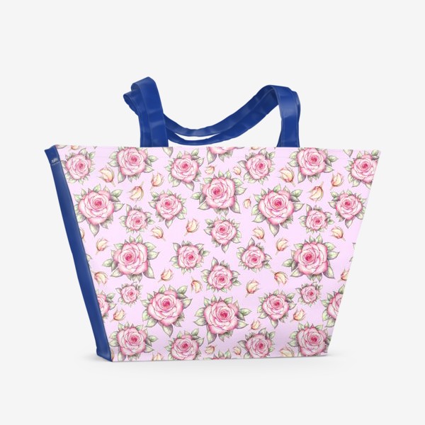 Пляжная сумка «Розы на лиловом фоне»