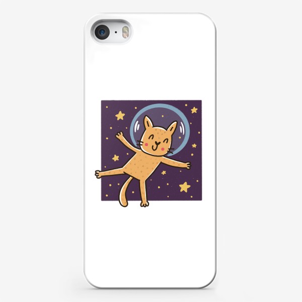 Чехол iPhone «Милый рыжий котик - космонавт »