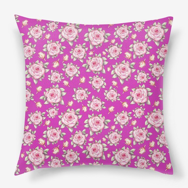 Подушка «Розы на розовом фоне »