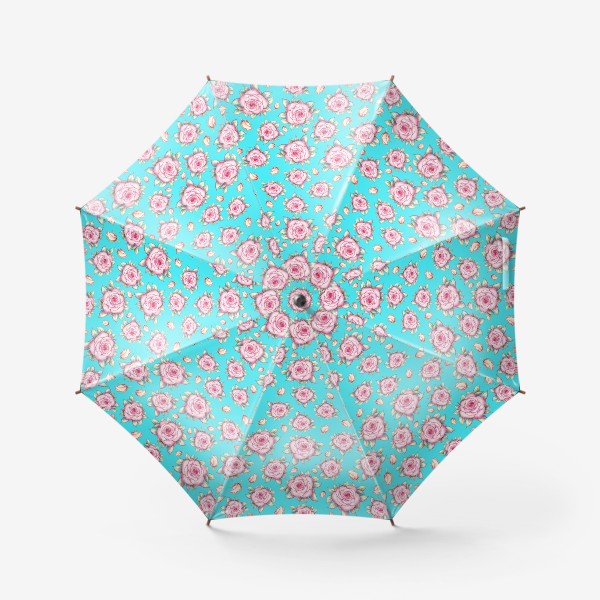 Зонт «Розы на бирюзовом фоне»