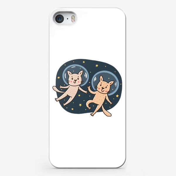 Чехол iPhone &laquo;Милые коты - космонавты&raquo;