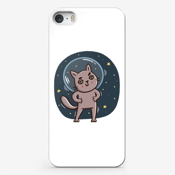 Чехол iPhone «Дерзкий кот - космонавт. Космос»