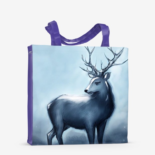 Сумка-шоппер «Царский олень в заснеженном зимнем лесу»