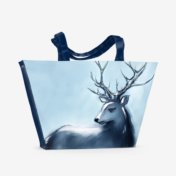 Пляжная сумка «Царский олень в заснеженном зимнем лесу»