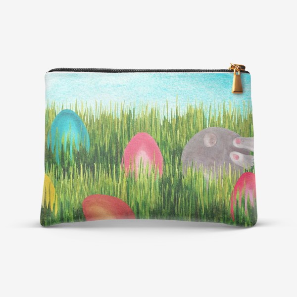Косметичка «Пасхальный кролик в траве прячит пасхальные яйца»