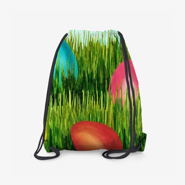 Рюкзак «Пасхальный кролик в траве прячит пасхальные яйца»